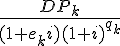 tex:{\displaystyle {\frac {DP_{k}}{(1+e_{k}i)(1+i)^{q_{k}}}}}